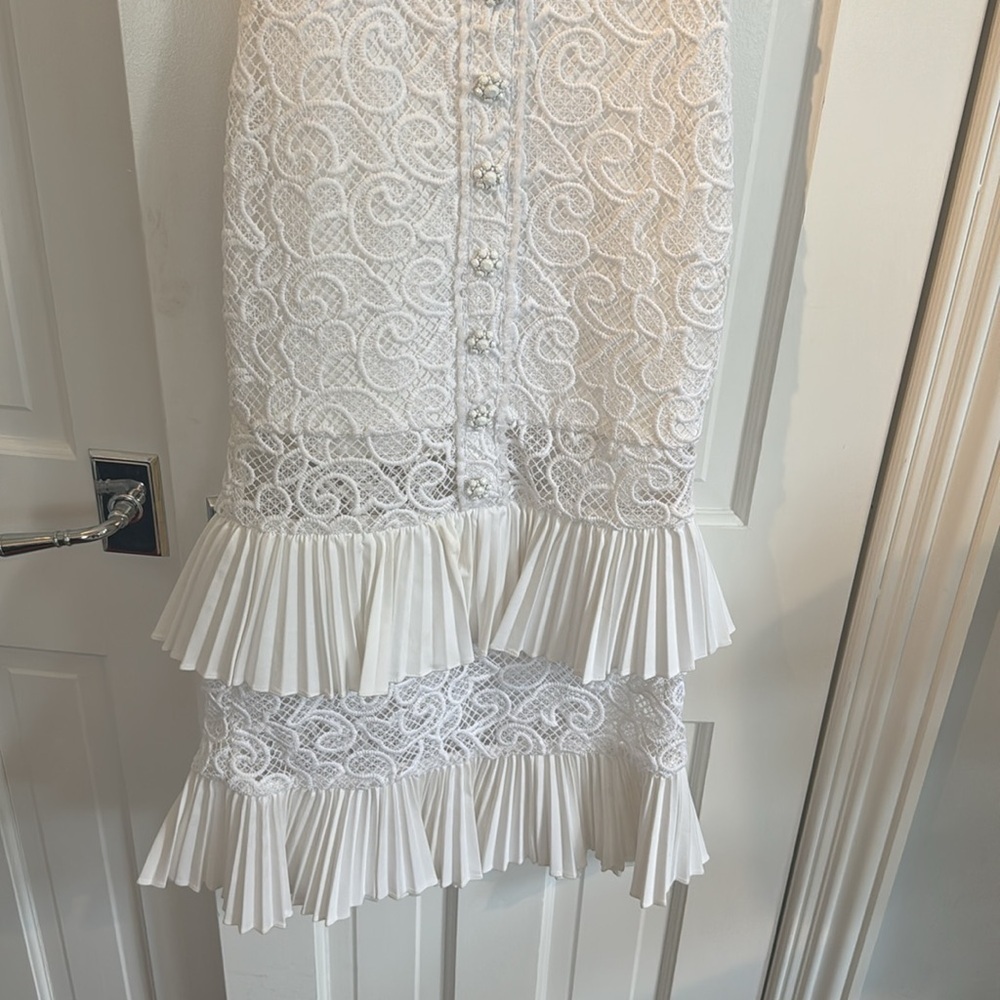 Alexis Lyssa White Pleat Midi Crochet Dress - Picture 4 of 6